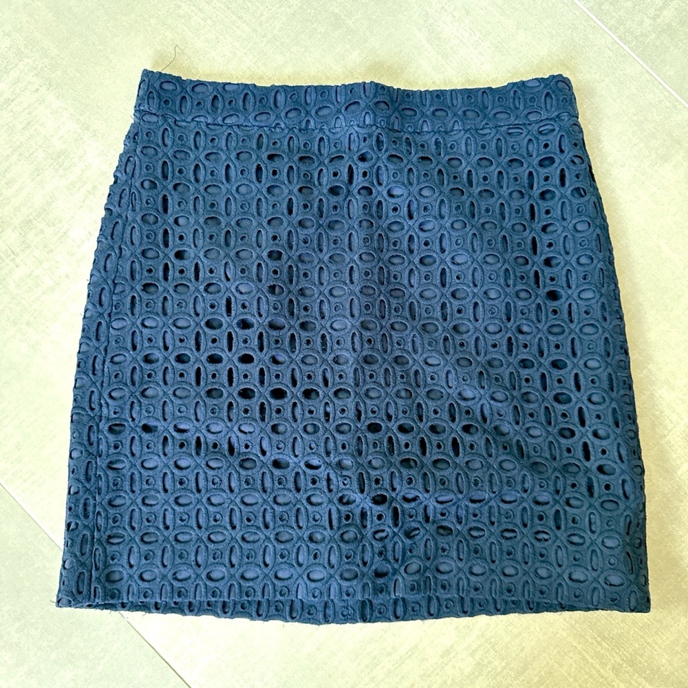 J. Crew Navy Blue Eyelet Mini Skirt